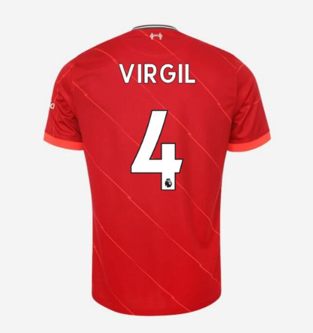 2021/22 Liverpool Home Kit Soccer Jersey with VIRGIL 4 printing